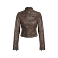 Miley Turtle Neck Leather Jacket